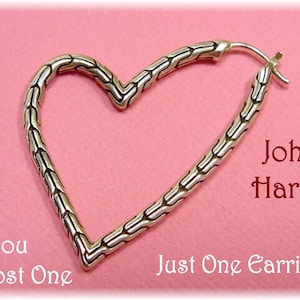 John Hardy Open Heart Manah Sterling Silver Earrings, Just 1 Earring In Case You Lost One, John Hardy Earrings, Love, Boho  FREE SHIPPING