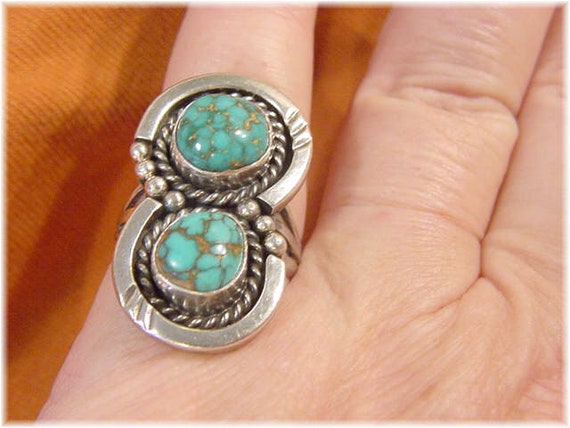Spider Web Turquoise Sterling Silver Shadow Box R… - image 9