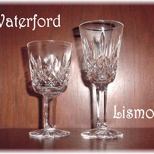 Waterford Lismore Goblets, Set of 2 Waterford Glasses, Waterford Goblet, Waterford Crystal, Wine Glass, Water Glass, Stemware  FREE Shipping