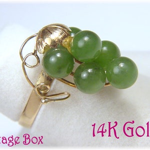 Mings 14K Gold Jade Ring, Jade Balls Grape Cluster Ring, Good Luck, 14K Gold Jade Ring, 14K Gold Ring, Oriental, Hawaii, Asian FREE SHIPPING