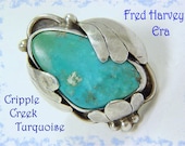 Cripple Creek Turquoise Fred Harvey Era Sterling Silver Ring - Old Pawn, Navajo, Native American Indian Jewelry, Western FREE SHIPPING