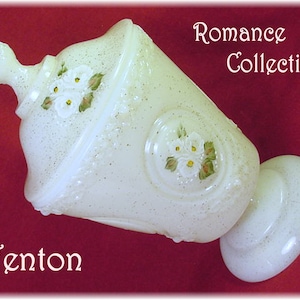Fenton Romance Collection Covered Candy Dish Jar, Gold Speckled Ivory Hand Painted, Art Glass, Vase, Bowl, Lamp, Collectible   FREE SHIPPING