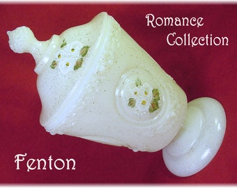 Fenton Romance Collection Covered Candy Dish Jar, Gold Speckled Ivory Hand Painted, Art Glass, Vase, Bowl, Lamp, Collectible   FREE SHIPPING