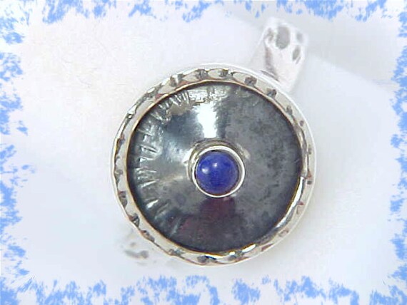 Lapis Lazuli Hammered Sterling Silver Oxidized Ri… - image 2