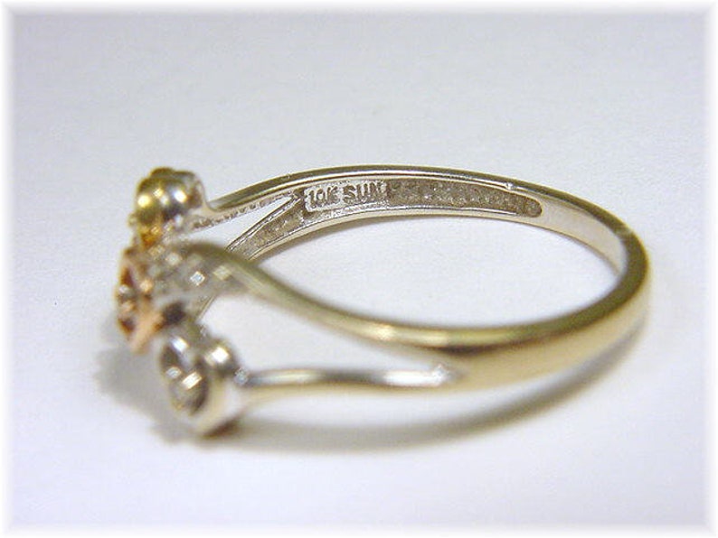Daughter Ring Stack Triple Heart Diamond 10K Gold Sweetheart Promise Ring FREE SHIPPING White Yellow Rose Gold Promise Ring 14K