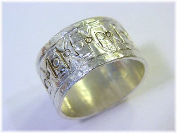 Modernist Cubist Sterling Silver Wide Cigar Band … - image 9