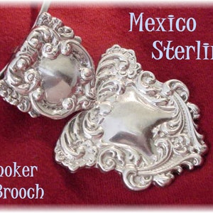 Mexican Repousse Scrolls Sterling Silver Collar Necklace, Sterling Silver Pendant, Brooch Pin, Mexico,  Taxco, Mexican Jewelry FREE SHIPPING