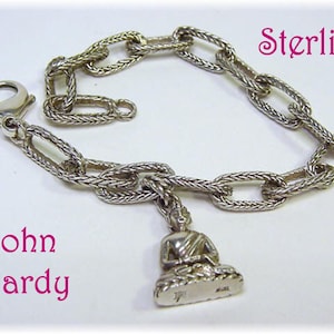 John Hardy Buddha Charm Sterling Silver Bracelet, Heavy Rope Link, John Hardy Bracelet, John Hardy Jewelry, Charm Bracelet   FREE SHIPPING