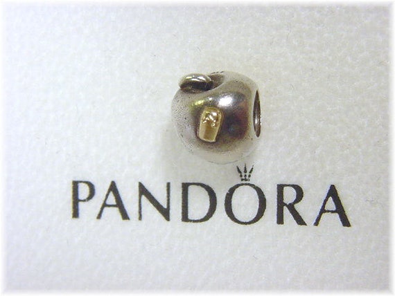 PANDORA 14K Gold Bead, Sterling Silver Apple Char… - image 2