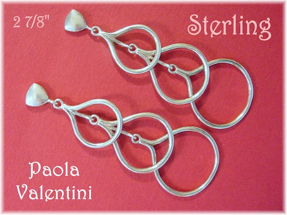 Paola Valentini Sterling Silver Large Triple Drop… - image 1