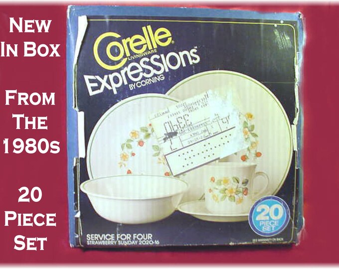 Corelle Box Corelle Strawberry Sundae Set - New in Box - 20 Piece Set - Corelle ...