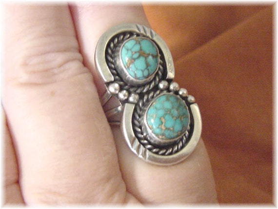Spider Web Turquoise Sterling Silver Shadow Box R… - image 7