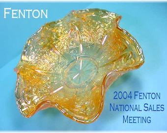Fenton Carnival Glass Dish, RARE Signed Fenton National Sales Meeting, Marigold, Fenton Art Glass, Award, Collectors Piece  FREE SHIPPING