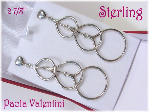 Paola Valentini Sterling Silver Large Triple Drop… - image 2