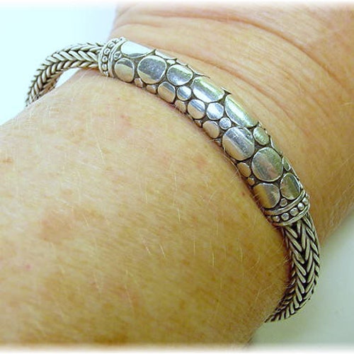 Bali Janyl Adair Sherman Sterling Silver Pebble Bracelet Sarda Double Byzantine - Artisan Luxury Jewelry, Chain Link, shops Gift + FREE SHIPPING