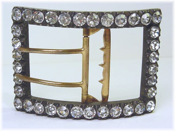 Georgian Paste Belt Buckle Silver Gilt Brass Sash  display picture 1