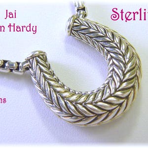 John Hardy Woven Wheat Horseshoe Sterling Silver Necklace, John Hardy Wheat Chain Necklace, Jai John Hardy Horseshoe, Western  FREE SHIPPING