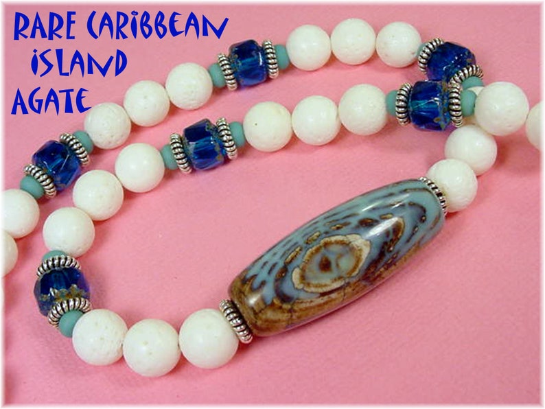 Caribbean Island Blue Fire Agate Focal Loose Bead FREE Beads Very RARE 1 58 Thick Oval Beach Wire Wrapped FREE Shipping Pendant