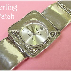 Silpada Solid Square Hammered Link Sterling Silver Wrist Watch