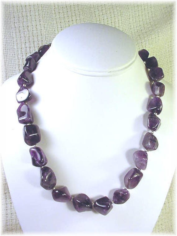 Amethyst Nuggets Sterling Silver Nugget Bead 20" Neck… Gem