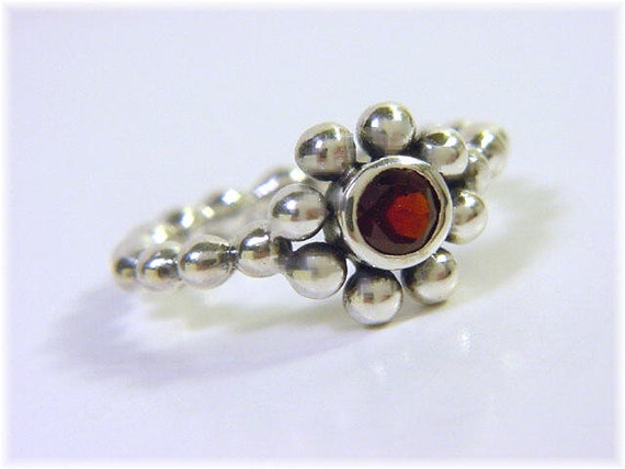 Garnet Orbs Sterling Silver Ring, Garnet Ring, Ba… - image 3