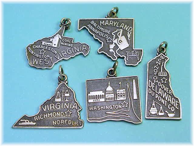 Maryland State Charm Antiqued Sterling Silver Maryland State Charm Antiqued Sterling Silver