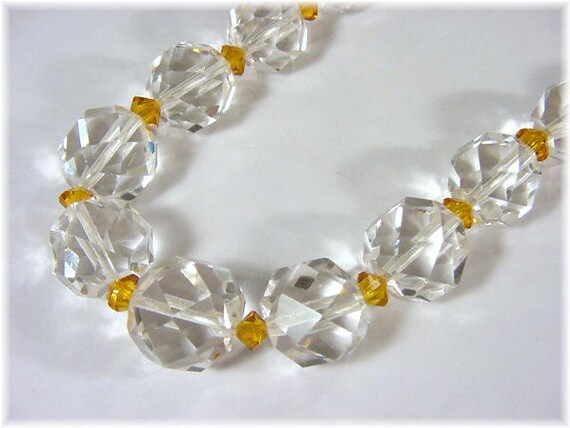 Rock Crystal Faceted Bead Necklace - 84 Grams 28"… - image 2