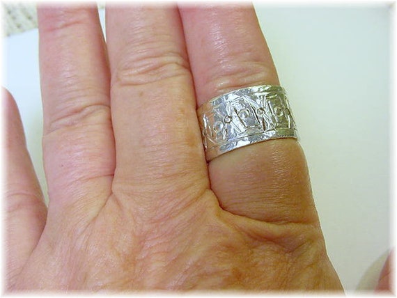 Modernist Cubist Sterling Silver Wide Cigar Band … - image 5