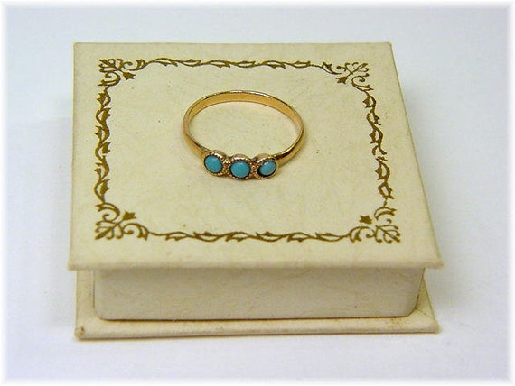 10K Gold Turquoise Baby Ring Midi Ostby Barton - … - image 7