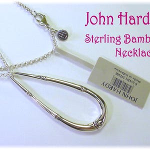 John Hardy Bamboo Drop Pendant Sterling Silver Necklace, John Hardy Pendant, John Hardy Necklace, Bamboo Teardrop Pendant    FREE SHIPPING