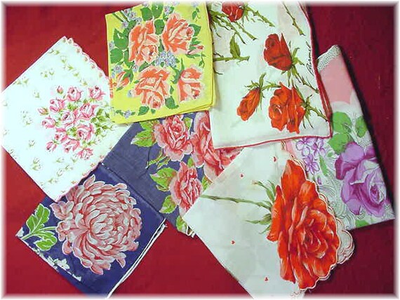 7 Roses Hankie Cotton Lot, Burmel, Cotton Handker… - image 2