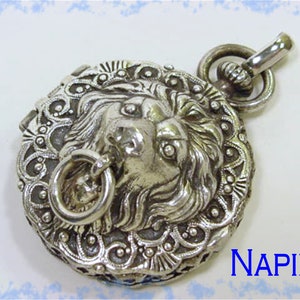 Napier Pendant, Lions Head Pendant Locket for Necklace, Lion, Cougar, Panther, Renaissance Medieval, Tiger, Costume Jewelry   FREE SHIPPING