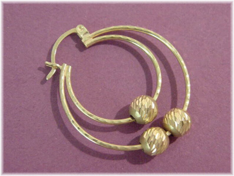 gold hoops with diamond balls