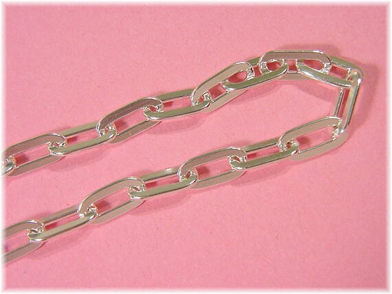 Flat Cable Chain Link Solid Sterling Silver 24" N… - image 3