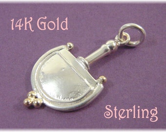14K Gold Medieval Sterling Silver Pendant, Celtic Shield Pendant, Custom One of A Kind Artisan Jewelry, Modernist, Sword FREE SHIPPING