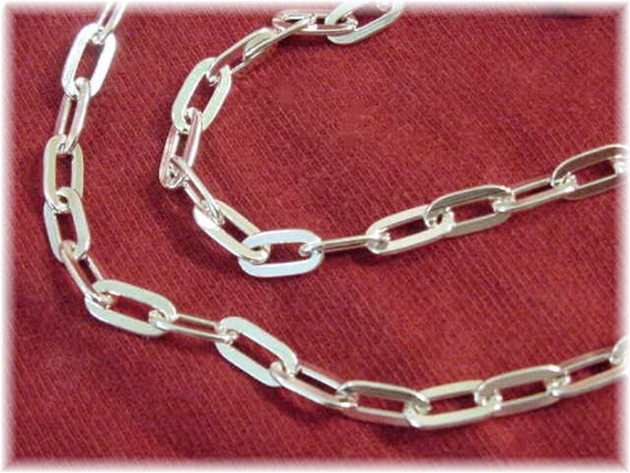 Flat Cable Chain Link Solid Sterling Silver 24" N… - image 4