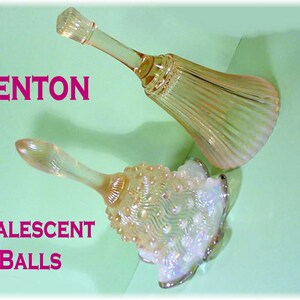 2 Fenton Art Glass Bells, Pink Opalescent Hobnail Ribbed, Fenton Art Glass, Wavy Ruffled, Vase, Basket,    FREE SHIPPING