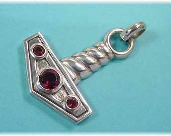 Anchor Sterling Silver Garnet Pendant, Navy, Dublin Ireland, Boat, Boating, Nautical, Lake, Beach, Ocean, Sea, FREE SHIPPING