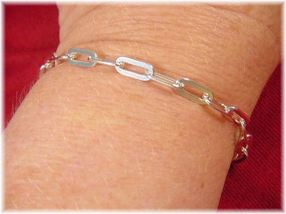 Flat Cable Chain Link Solid Sterling Silver 24" N… - image 8