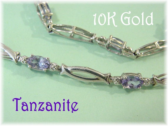 10K Gold Tanzanite Diamond Bracelet, 2.70 Ct Tanz… - image 1