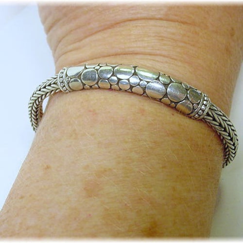 Bali Janyl Adair Sherman Sterling Silver Pebble Bracelet Sarda Double Byzantine - Artisan Luxury Jewelry, Chain Link, shops Gift + FREE SHIPPING