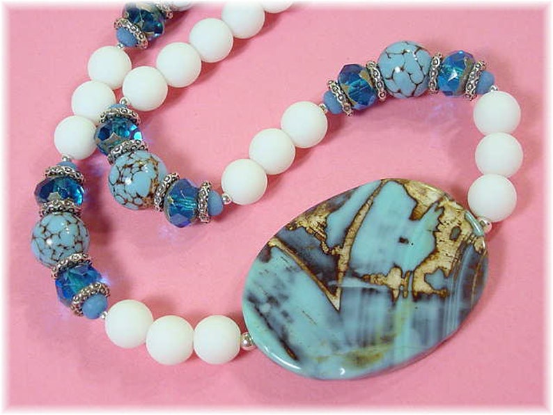 Caribbean Island Blue Fire Agate Focal Loose Bead FREE Beads Very RARE 1 58 Thick Oval Beach Wire Wrapped FREE Shipping Pendant