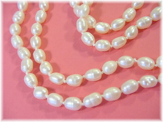 Pure White Baroque Pearl Necklace,70", RARE 7 to … - image 2