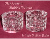 Oleg Cassini Crystal Bubble Votive Set - Signed - Original Box - Home Decor Candle Holder Candleholder Tea Light Wedding FREE SHIPPING
