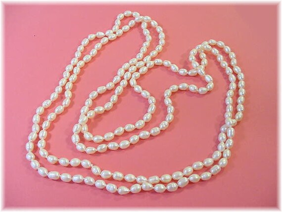 Pure White Baroque Pearl Necklace,70", RARE 7 to … - image 3