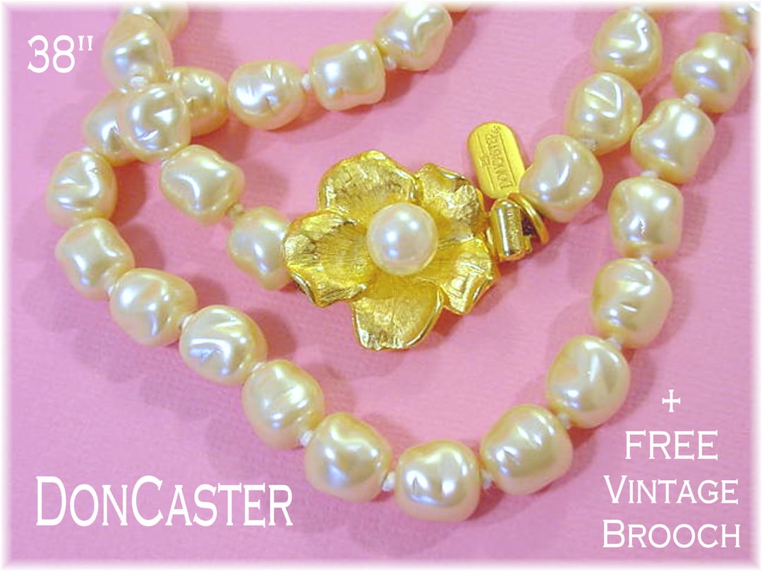 DONCASTER Rose Pearl 38 Necklace Hand Knotted Faux Etsy