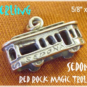 Sedona Arizona Red Rocks Magic Trolley Sterling Silver Charm Pendant, RARE Sedona Limited Edition Charm, Charm Bracelet   FREE SHIPPING