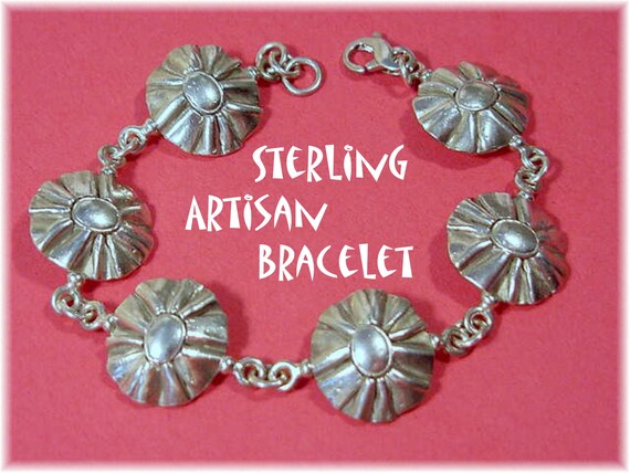 Modern Art Sterling Silver Bracelet, Handcrafted … - image 2