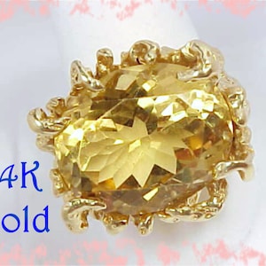 14K Gold 22 Ct Citrine Wire Gold Nugget Ring, Custom One of A Kind, 14K Gold Ring, Citrine Ring, Artisan Jewelry, Goldsmith   FREE SHIPPING