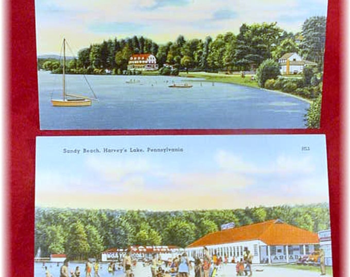 Harveys Lake Park Pennsylvania Postcard Set Sandy Beach Etsy